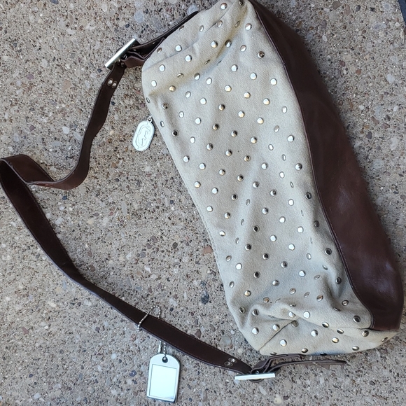 Ecko Red Adjustable Shoulder Bag Studs Rhino Logo Brown Tan Beige - Picture 4 of 11